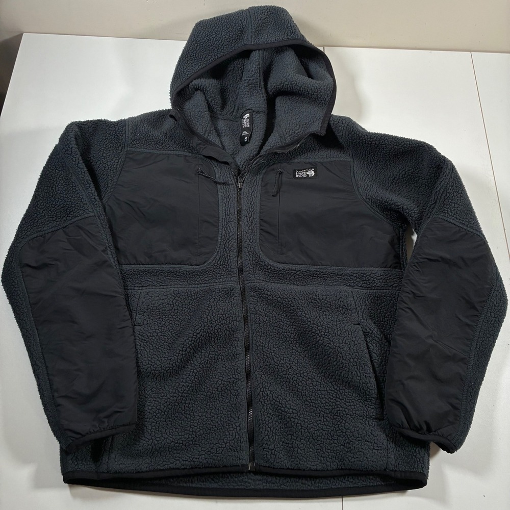 Mountain Hardwear HiCamp Fleece Hoodie Medium Gray Sherpa Full Zip Jacket Hiking